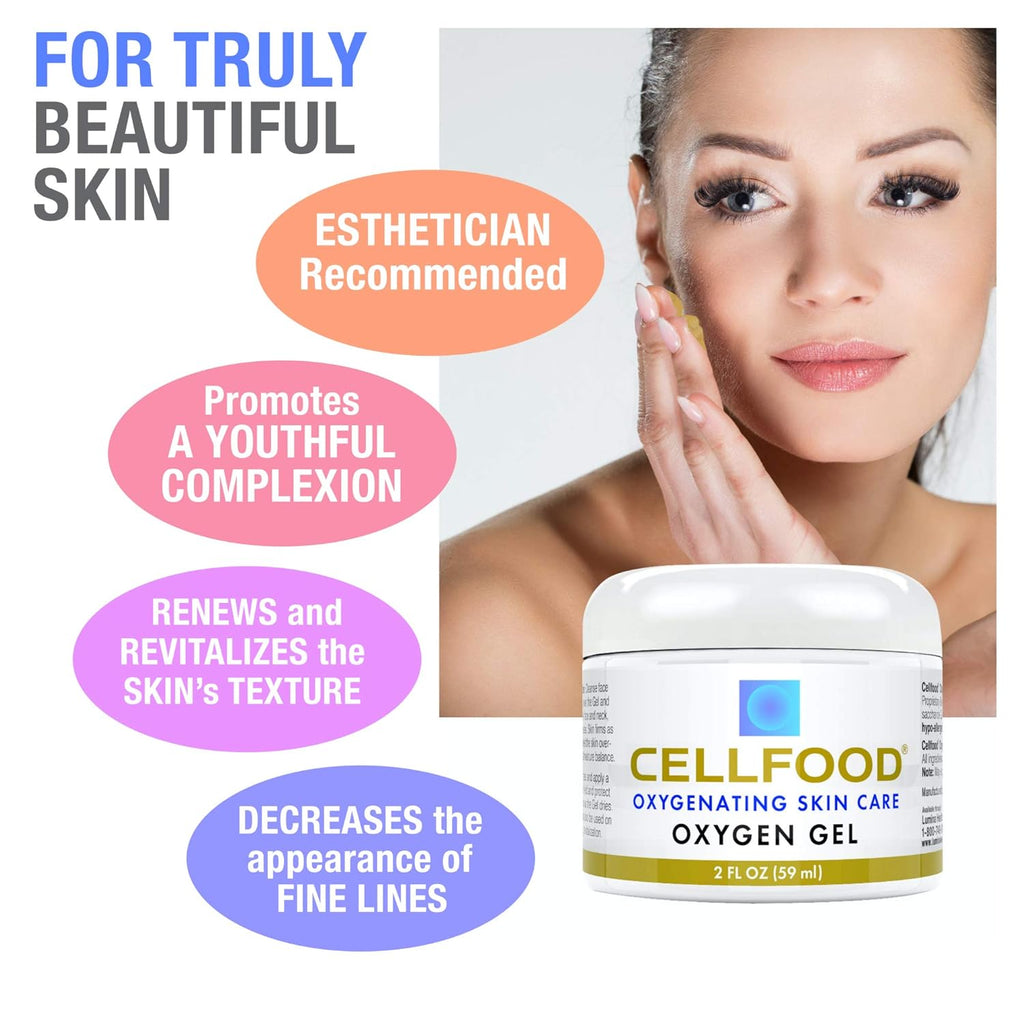Cellfood Oxygen Gel - 2 oz, 2 Pack - Tightening and Firming Face Moisturizer - Aloe Vera, Lavender Blossom Extract, Glycerine - Hypoallergenic, Non-GMO