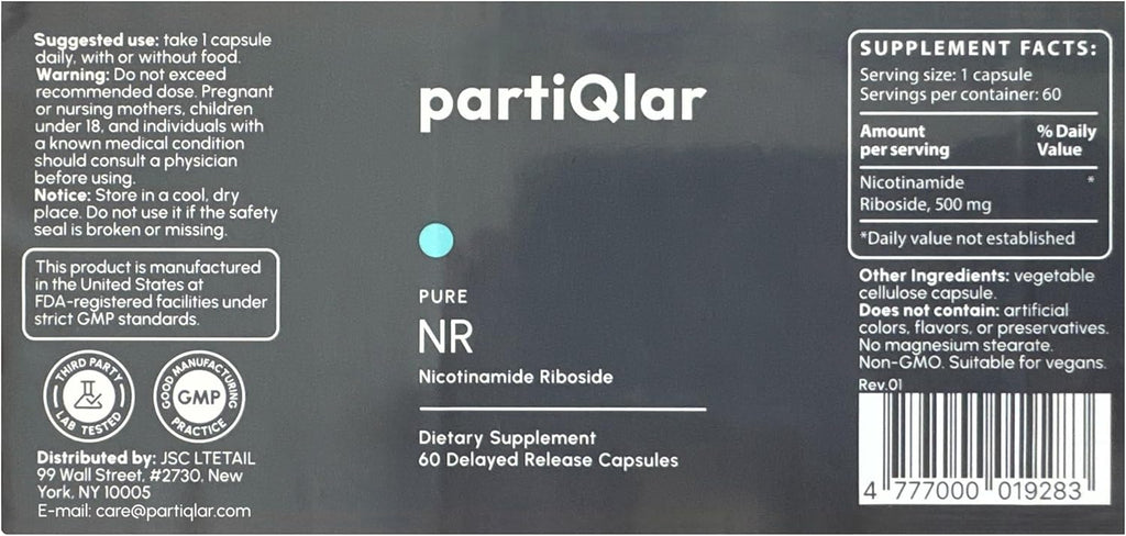 Nicotinamide Riboside (NR) 500mg – NR Supplement for Cellular Health, Anti-Aging, Energy & Metabolism Support – 2-Month Supply (60 Capsules)