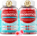 Probiotic + Prebiotic Gummies for Adults & Kids 4+, Sugar Free Chewable Probiotic 50Billion CFUs w/Fiber, Vitamin B1 B2 D3 & Zinc, for Digestive & Gut Health, Boost Microflora Diversity, Vegan 120 Cts