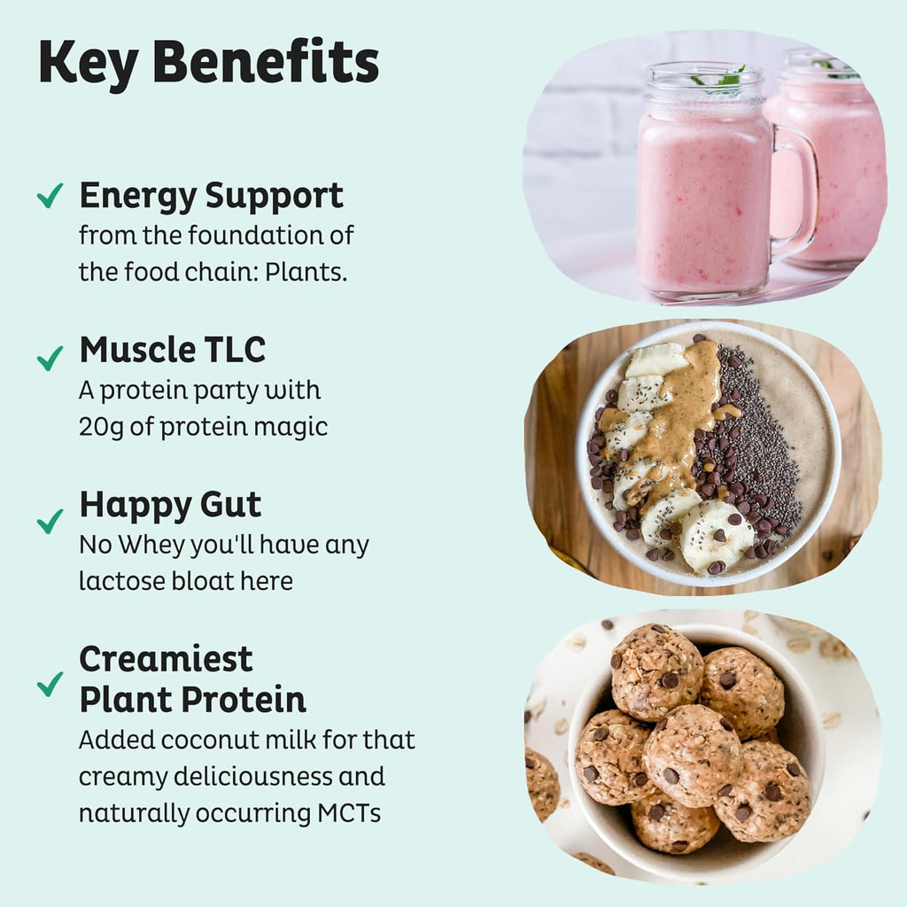 KOS Vegan Protein Powder, Unflavored & Unsweetened - Low Carb Pea Protein Blend, Organic Superfood Rich in Vitamins & Minerals - Keto, Soy, Dairy Free - Meal Replacement for Women & Men - 20 Servings
