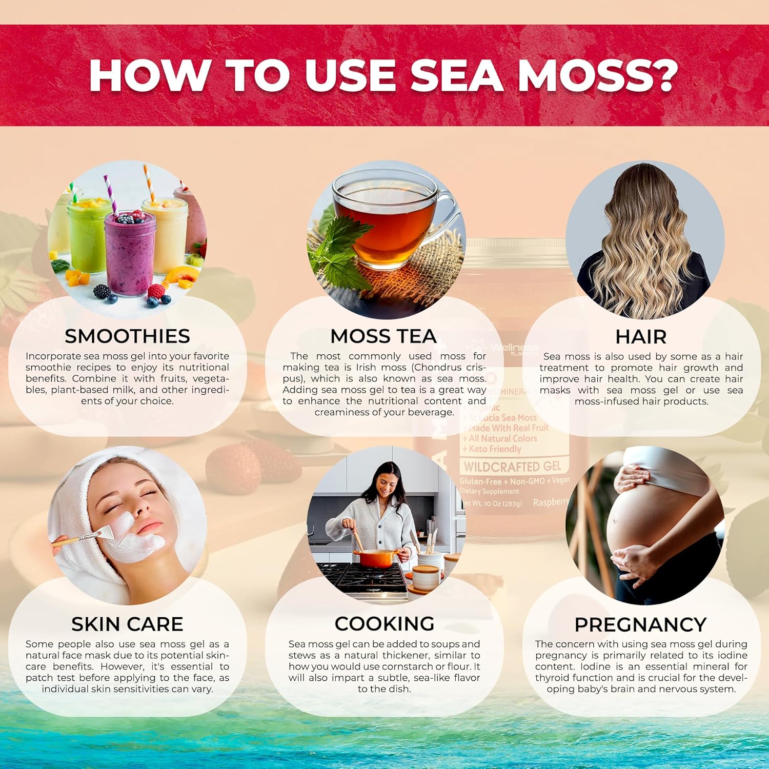 Irish Sea Moss Gel Raw - Wildcrafted Superfood Seamoss Gel - Raspberry Flavor, Vitamin and Mineral-Rich from Pristine Caribbean Waters, Immune and Digestive Health Support - 10 oz.