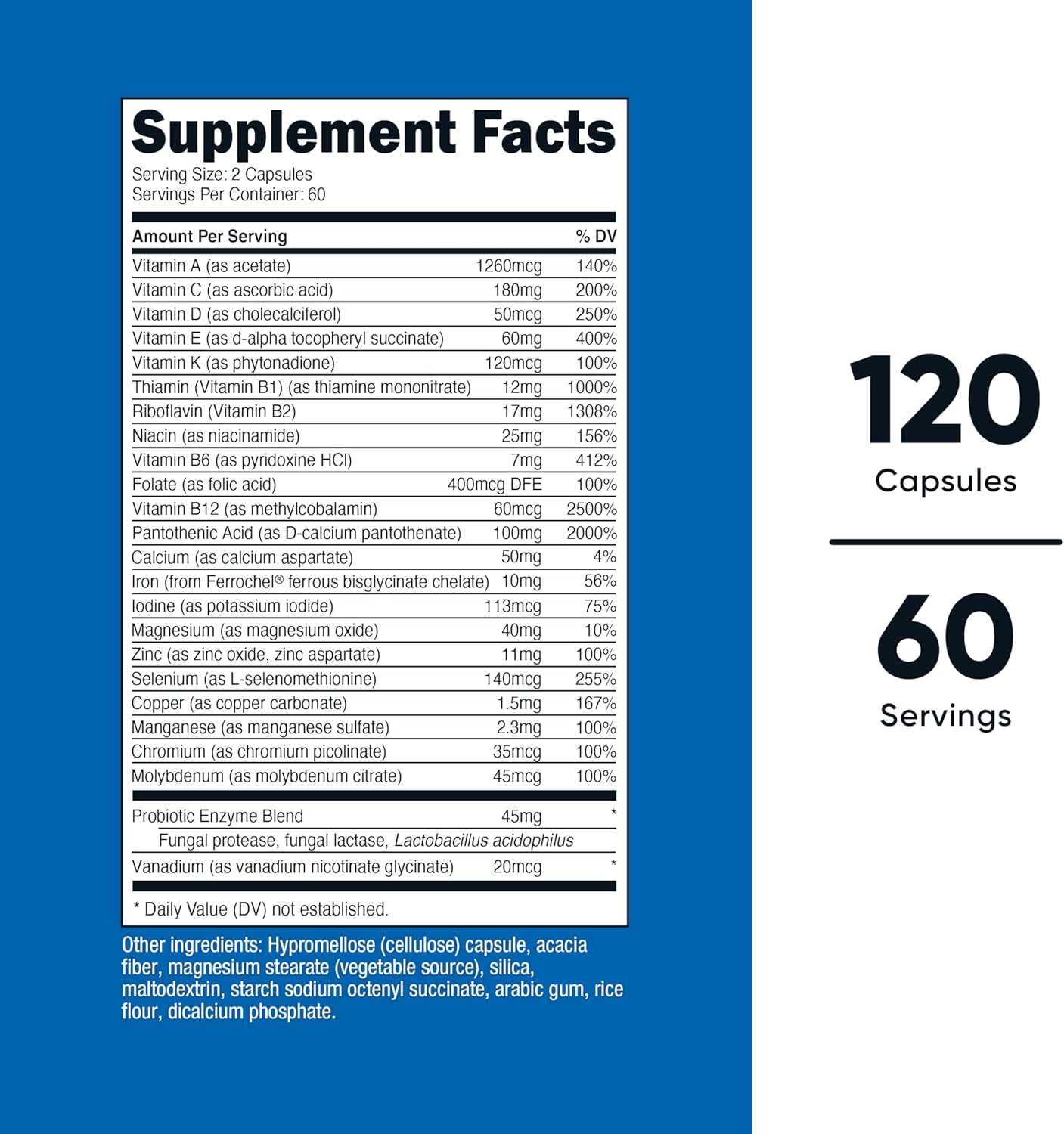 Nutricost Multivitamin with Probiotics 120 Vegetarian Capsules - Packed with Vitamins & Minerals