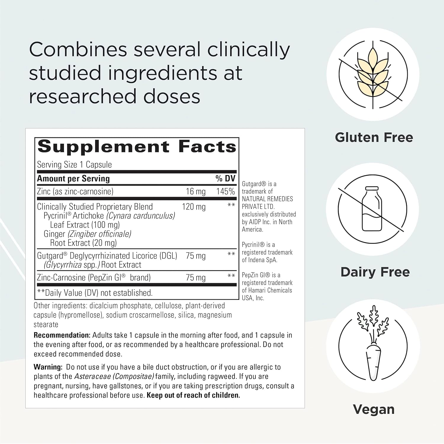 Integrative Therapeutics Heartburn Advantage - Supports Occasional Heartburn & Bloating* - GI Support with Licorice Root Extract and Ginger Root Extract* - Gluten-Free & Vegan - 60 Capsules