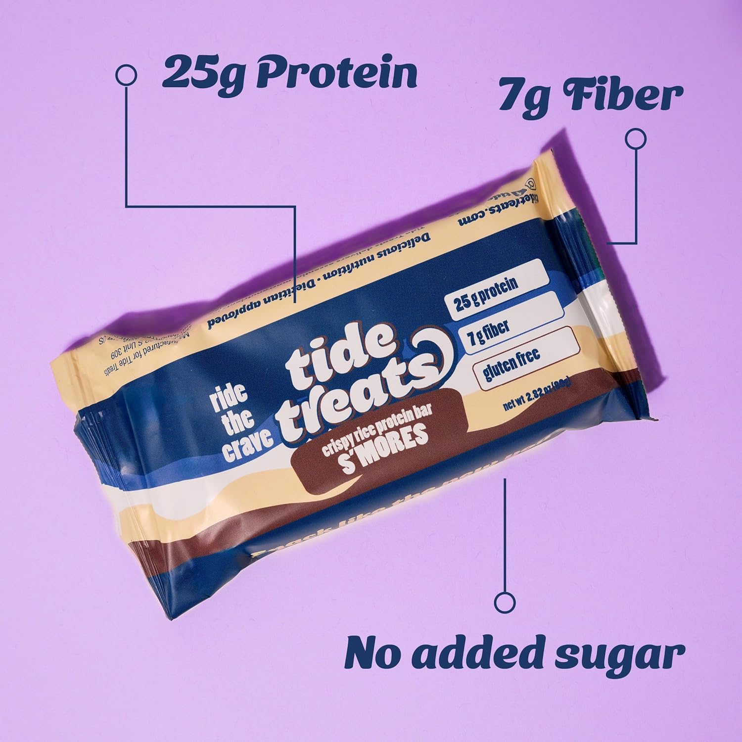 Crispy Rice Protein Treat Bar | 25 g Protein, No Added Sugar, 7 g Fiber, Gluten Free | High Protein Snack for On-the-Go, Post-Workout or Dessert Cravings | 8 Count (S'mores)