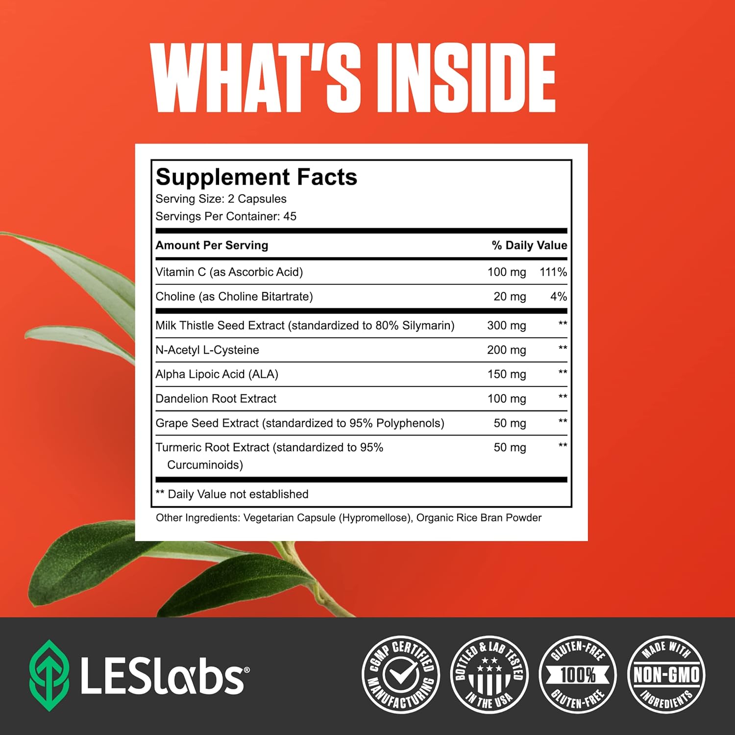 LES Labs Liver Support – Promotes Healthy Liver Function, Glutathione Production & Detoxification – Milk Thistle, NAC, ALA & Dandelion Extracts – Non-GMO Supplement – 90 Capsules