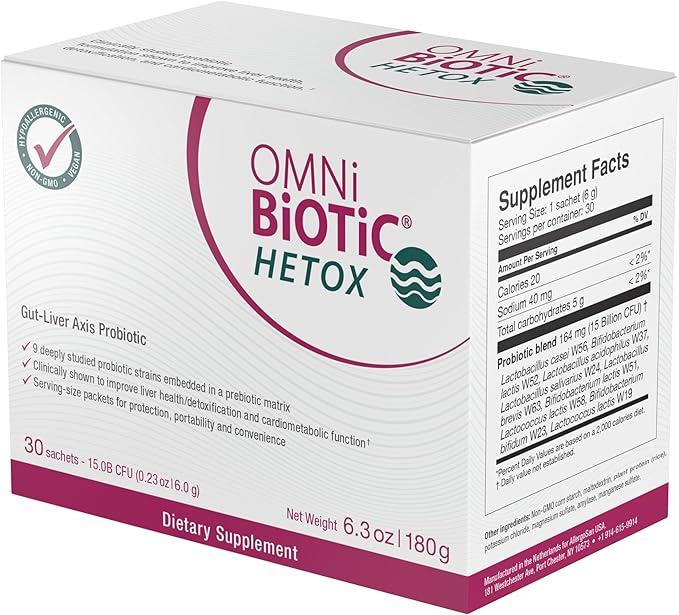 OMNi BiOTiC HETOX Probiotic Liver Detox - Bifidobacterium & Lactobacillus Probiotic Supplement - Hypoallergenic Gut-Liver Support - Non-GMO Detox Cleanse for Men and Women