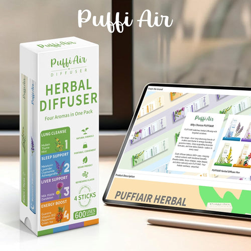 4-in-1 Complete Wellness Herbal Diffuser Bundle: Sleep Support, Lung Detox, Energy Boost & Liver Cleansing – 600 Uses Per Stick
