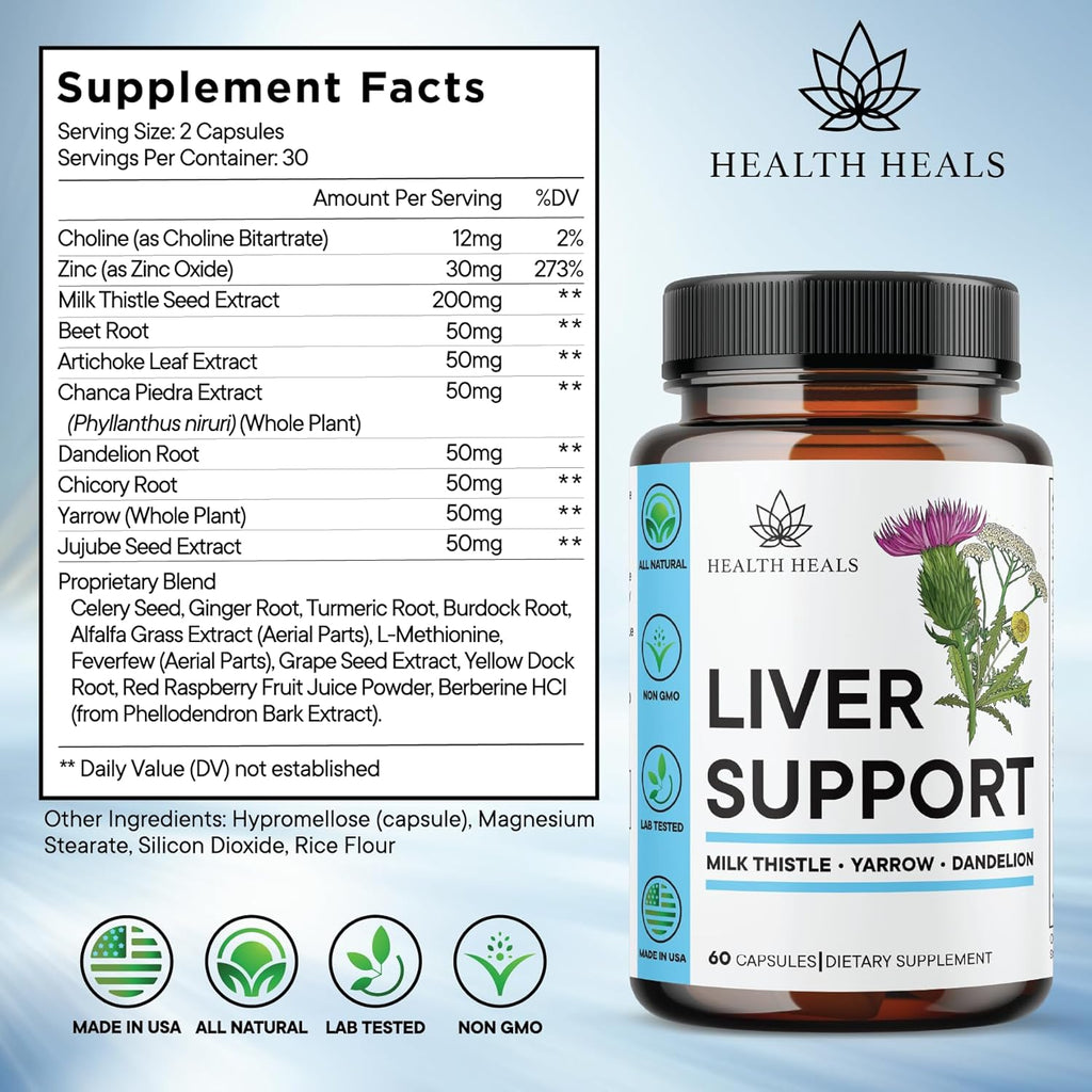 Liver Cleanse & Repair Formula - Herbal Liver Support Supplement with Milk Thistle Dandelion Root Turmeric, Artichoke Extract for Liver Health - 60 Count