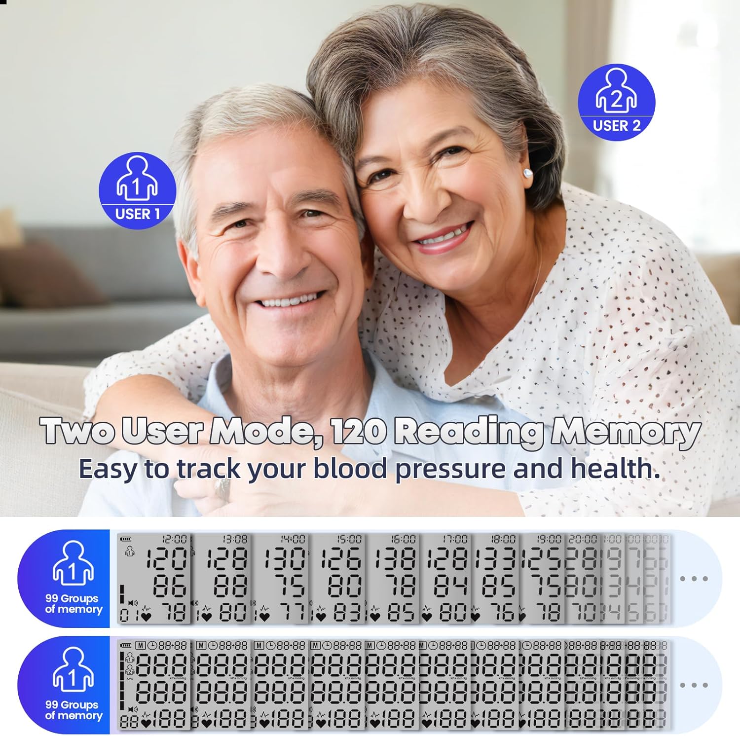 Blood Pressure Monitor Upper Arm Blood Pressure Monitors for Home Use Large Screen Rechargeable Bp Machine with 8.7"-16.5" Bp Cuff, 2x120 Memory, Voice Broadcast Bp Monitor(Black)