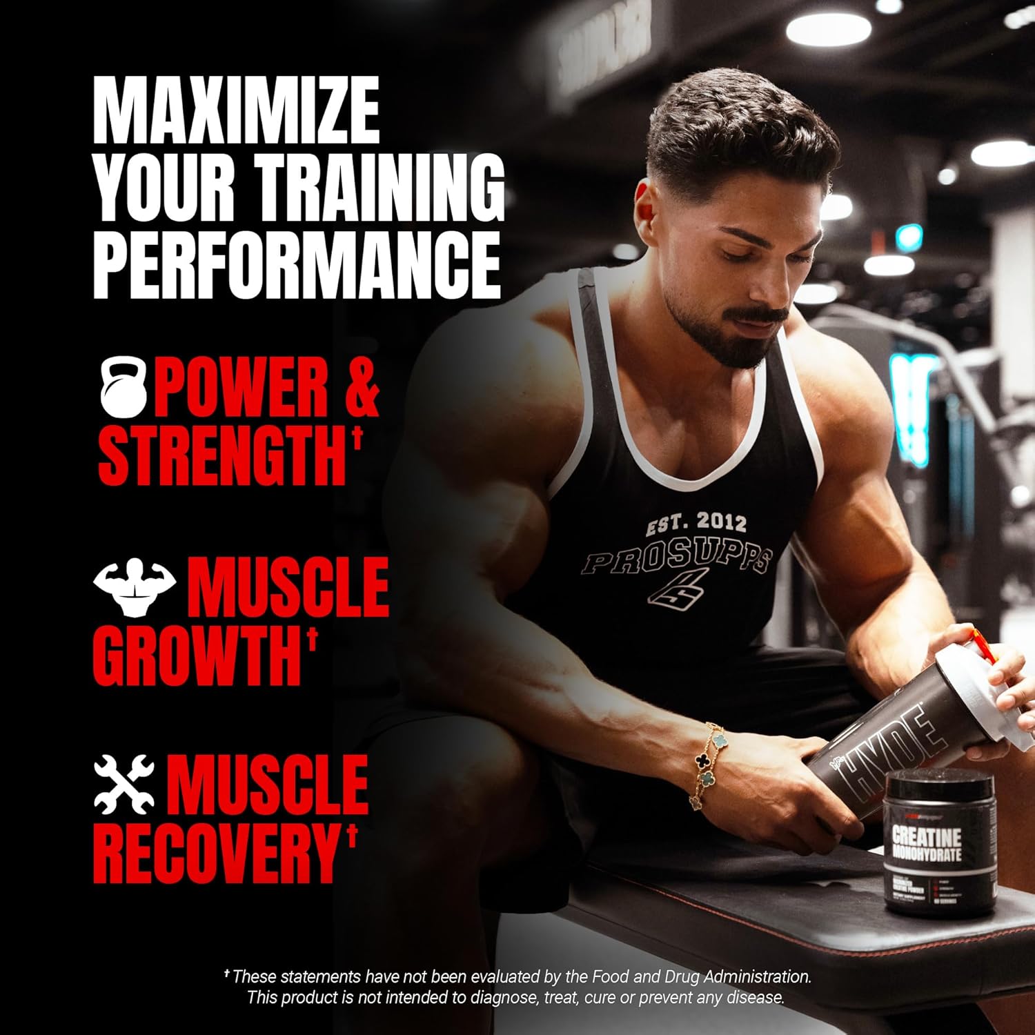 PROSUPPS Creatine Monohydrate Powder for Men & Women, Unflavored - 5000,mg of Micronized Creatine - Gym Workout Supplement for Muscle Gain & Recovery - Sugar-Free, Soy & Gluten-Free - 60 Servings