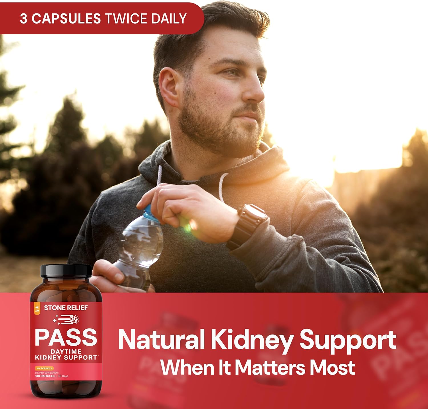 Pass – Daytime Chanca Piedra Stone Breaker Complex - Best Natural Dissolver for Men/Women - Natural Kidney Cleanse & Detox Supplement - 180 Capsules - 4,500mg