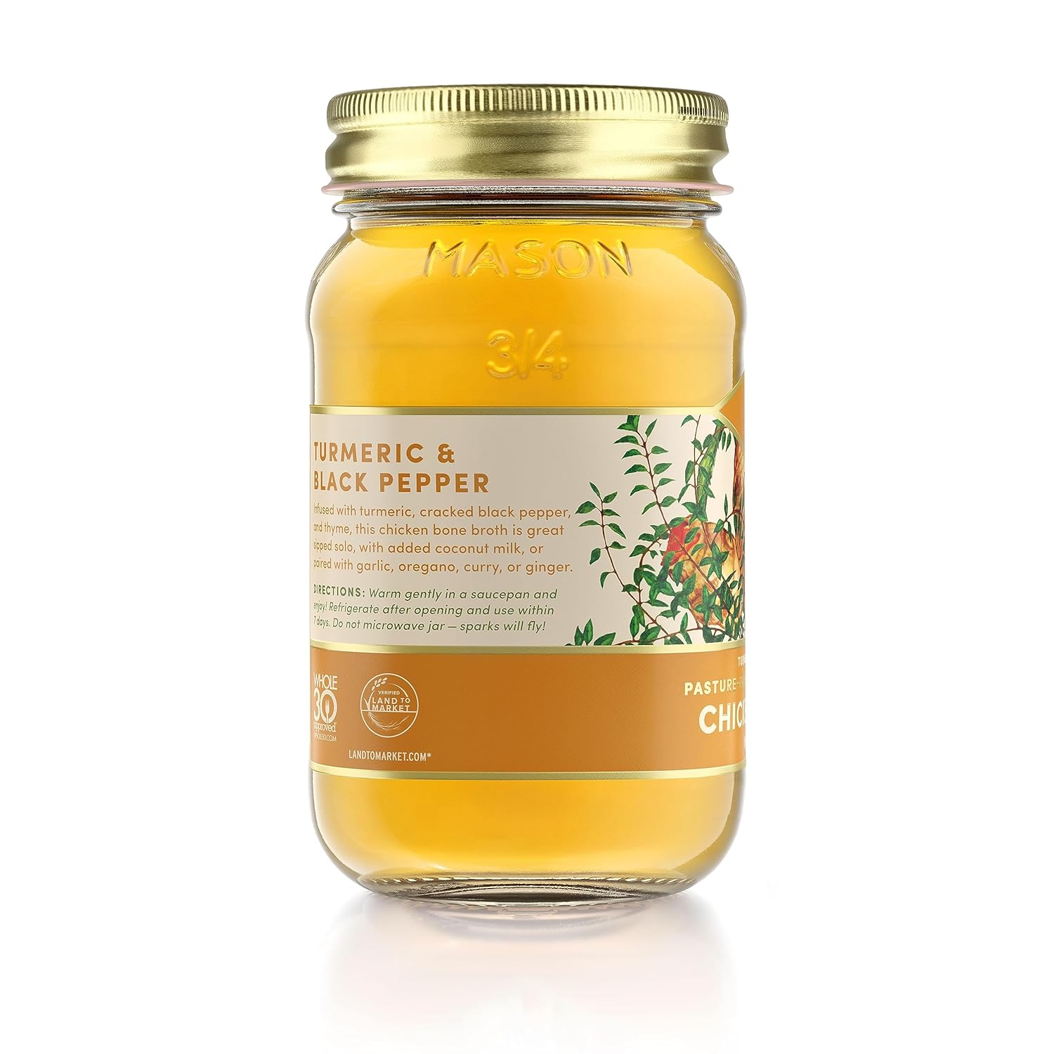 FOND Pasture-Raised Regenerative Chicken Bone Broth infused with Organic Turmeric & Black Pepper