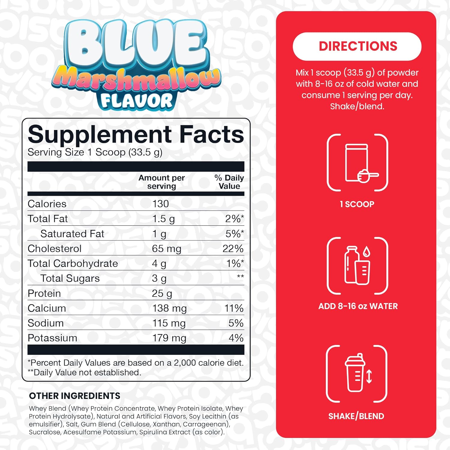 Whey Protein Powder, 25g Protein, Complete Amino Acid Profile, Gluten-Free, Low Fat, RBST-Free, Supports Muscle Recovery & Antibody Health (5 Pound, Blue Marshmallow)