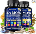 (2 Pack) Organic Sea Moss Capsules - Contain seamoss Black Seed Oil ashwagandha Burdock Root Ginger & Essential Vitamins - Superfood for Immune Boost, Digestive Health, and Overall Wellness