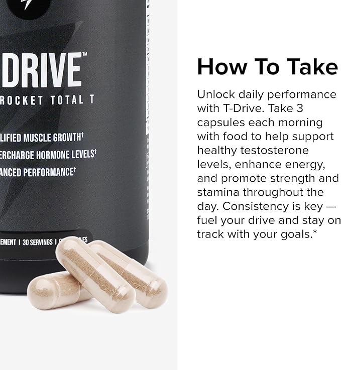InnoSupps : T-Drive | Testosterone Booster | Amplify Muscle Growth | KSM-66 Ashwagandha, Boron, Fenugreek | 90 Capsules