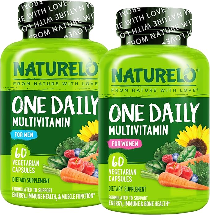 NATURELO One Daily Multivitamin for Women, 60 Capsules and One Daily Multivitamin for Men, 60 Capsules - 2 Month Supply Bundle