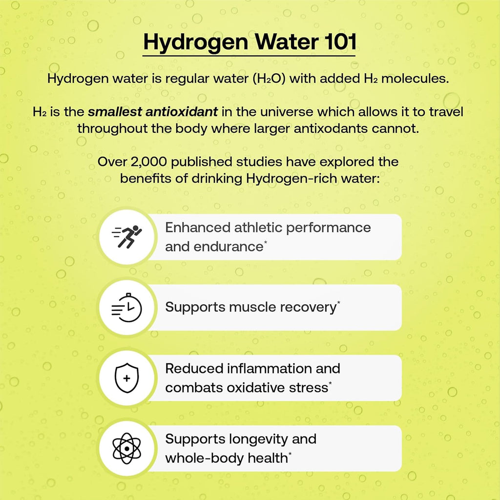 Hydrofy Hydrogen Water + Electrolytes Drink Mix - Variety Pack | H2 Hydration Packets with Molecular Hydrogen, Sodium, Potassium, Magnesium | Lemon Lime, Raspberry, Orange + Caffeine | 12 Count