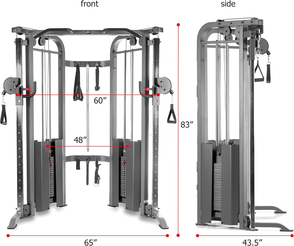 XMARK Functional Trainer with Dual Weight Stacks, All-in-One Cable Machine & Crossover for Full Body Strength Training at Home or Garage Gym