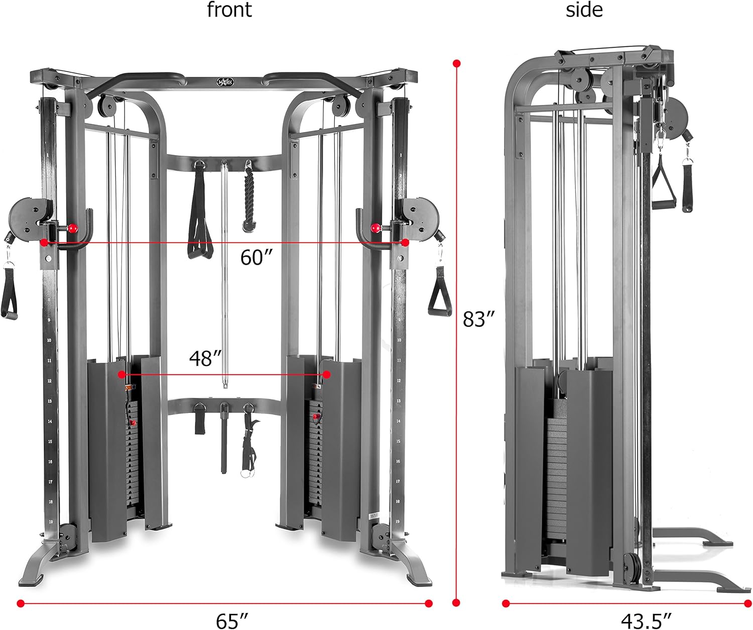 XMARK Functional Trainer with Dual Weight Stacks, All-in-One Cable Machine & Crossover for Full Body Strength Training at Home or Garage Gym
