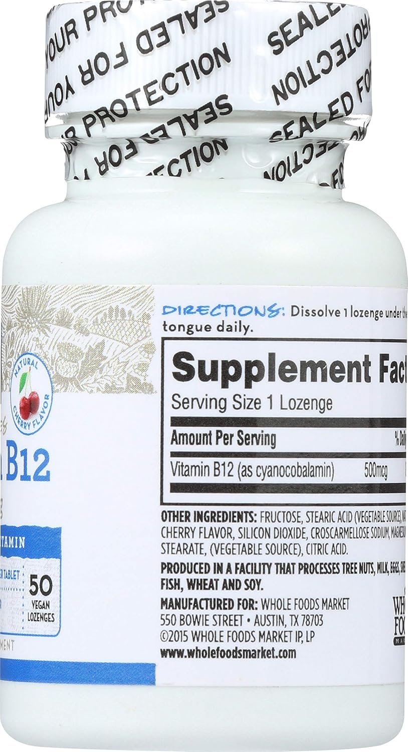 365 by Whole Foods Market, Vitamin B12 500mcg Lozenges, Cherry Flavor, 50 ct