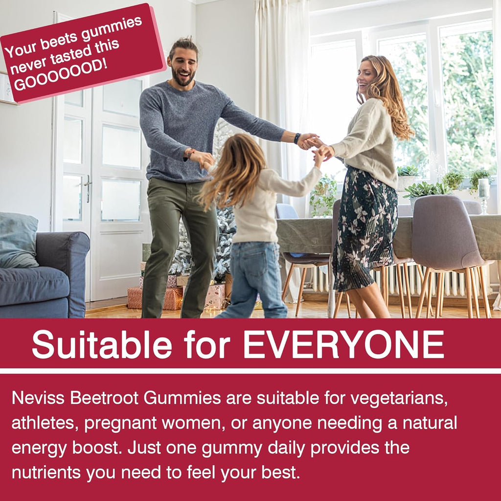 Beet Root Gummies with Iron, Methyl B12, Folate, Vitamin C - Increase Nitric Oxide & Iron Levels, Energy Support, Fight Fatigue, Beetroot & Gentle Iron Supplement, Sugar Free, 60 Counts