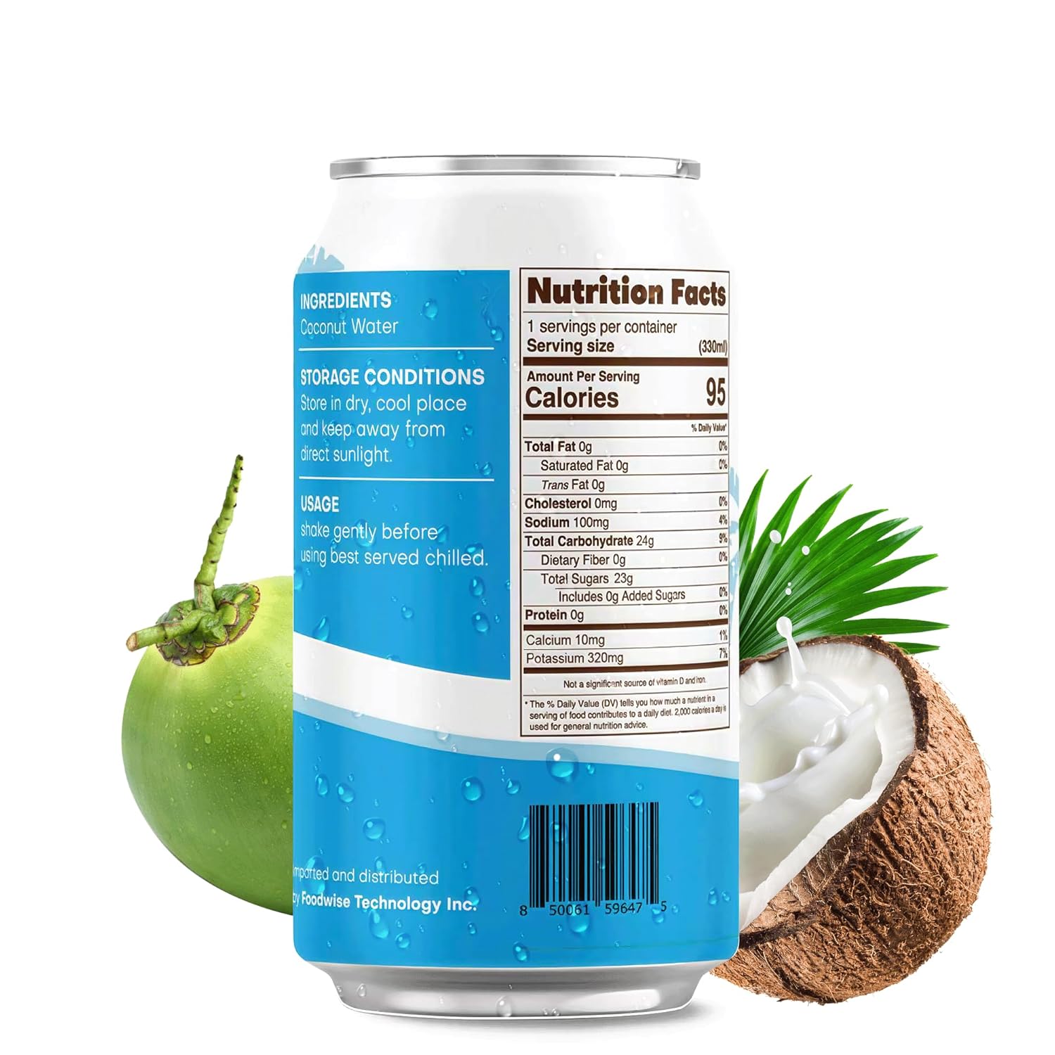 VIIBI Coconut Water, NO added Sugar, The Original Flavor - Made with Fresh Coconut Water, Natural Electrolytes for Hydration, Hydration with Electrolytes, 11 Fl Oz (Pack of 24 Cans)