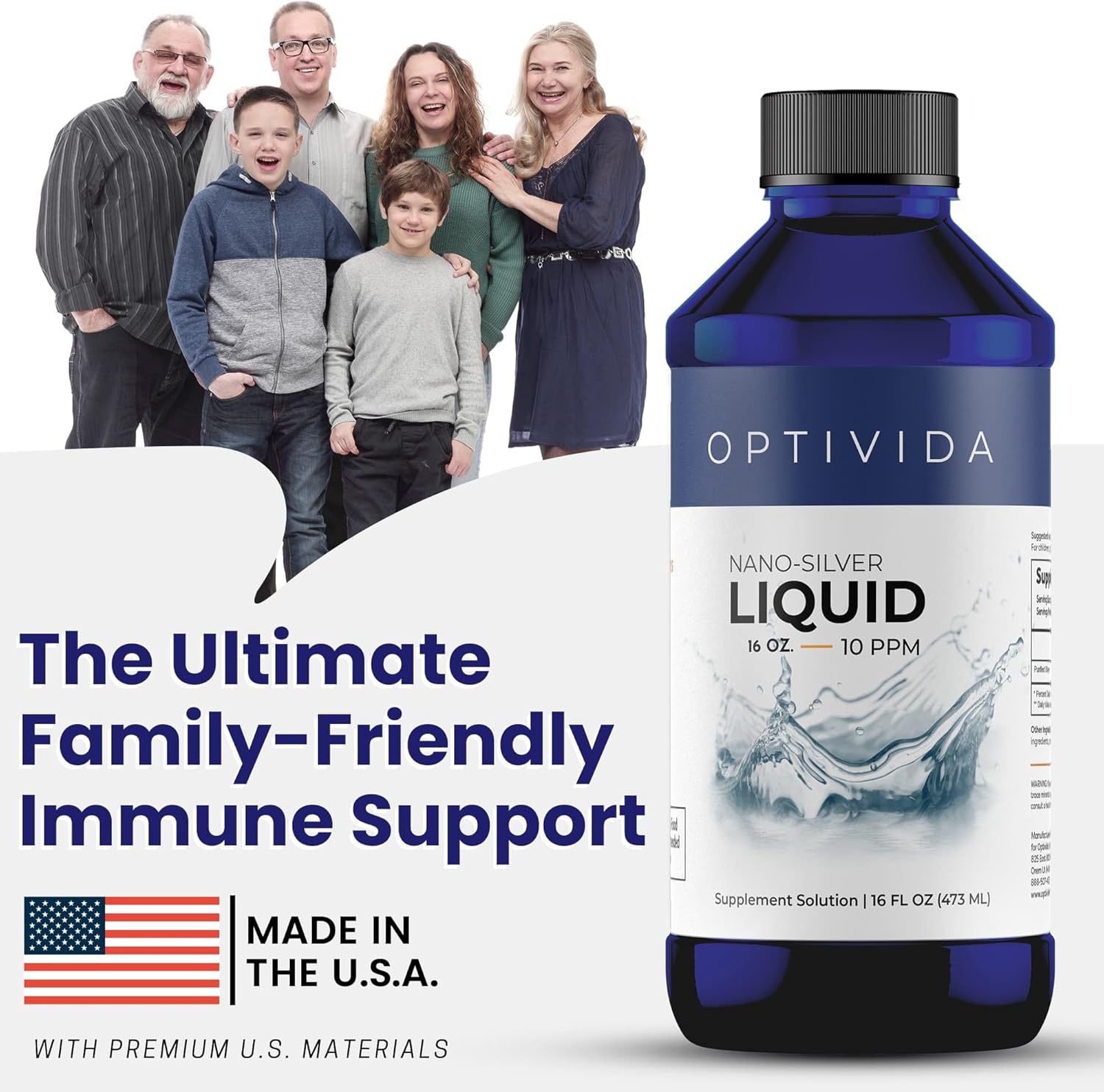 Optivida Health Nano Colloidal Silver Liquid (1 Pack) – Immune Support Supplements with Silver Hydrosol, Liquid for Immune Support, Colloidal Silver for Immune System, Silver Colloidal Liquid (16 oz)