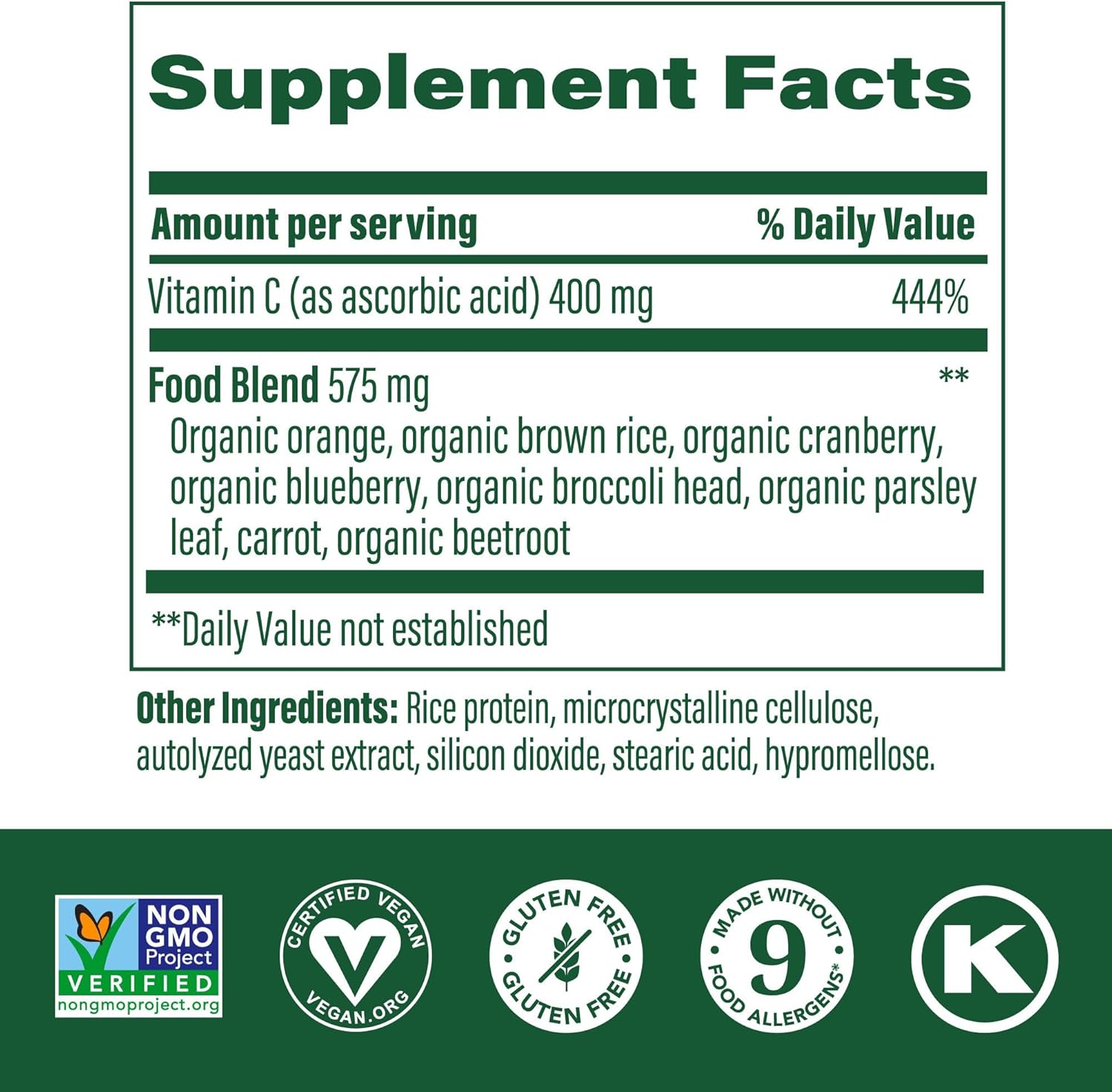 MegaFood Ultra C 400 mg - Vegan Immune Support Supplement with Vitamin C, Made with Real Food Including Broccoli, Carrot, Cranberry & Brown Rice, Gluten-Free, Kosher - 90 Tablets, 90 Servings