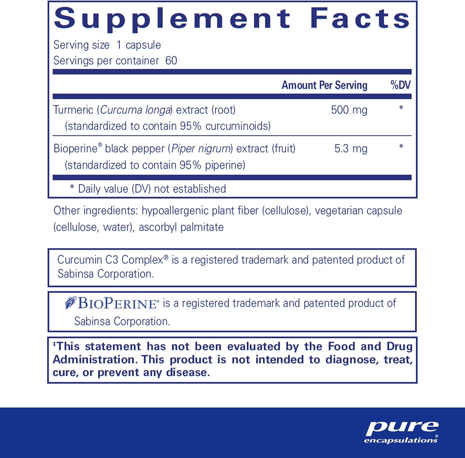 Pure Encapsulations Curcumin 500 with Bioperine - Antioxidant Supplement to Support Joints, Tissue, Liver, Colon & Cellular Health* - with Turmeric Curcumin & Bioperine - 60 Capsules