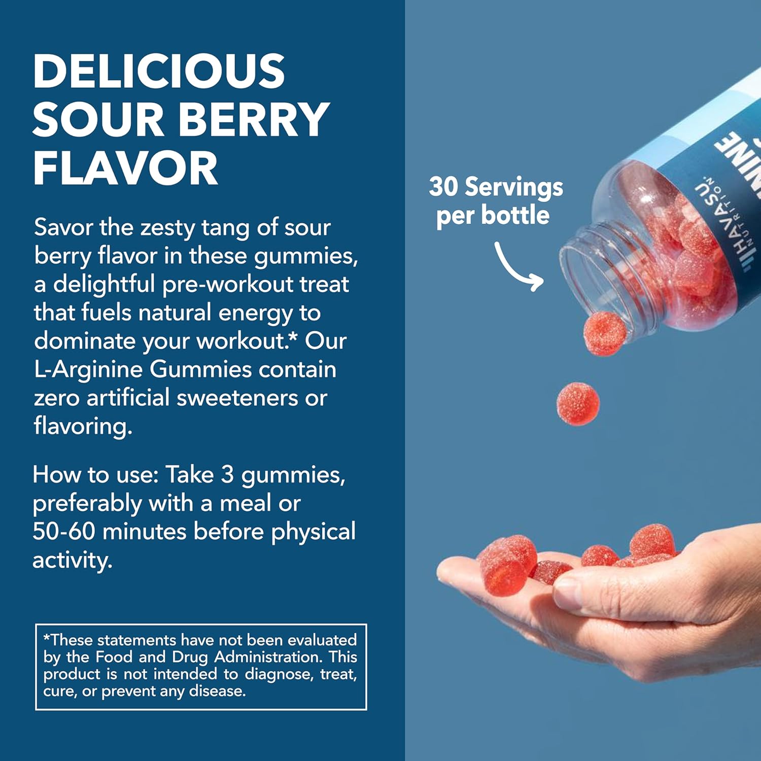 L-Arginine Gummies with L-Citrulline and Beet Root - Nitric Oxide Supplement - 90 Count - Energy, Endurance, and Recovery Support - Vegan, Non-GMO - Energizing Sour Berry Flavor, 30-Day Serving