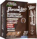 Clean Nutraceuticals Lions Mane 24in1 Mushroom Supplement with Turkey Tail Reishi Cordyceps Chaga Maitake Shiitake Enoki Oyster Porcini Tremella – 20 Easy to Take Shroom Stix