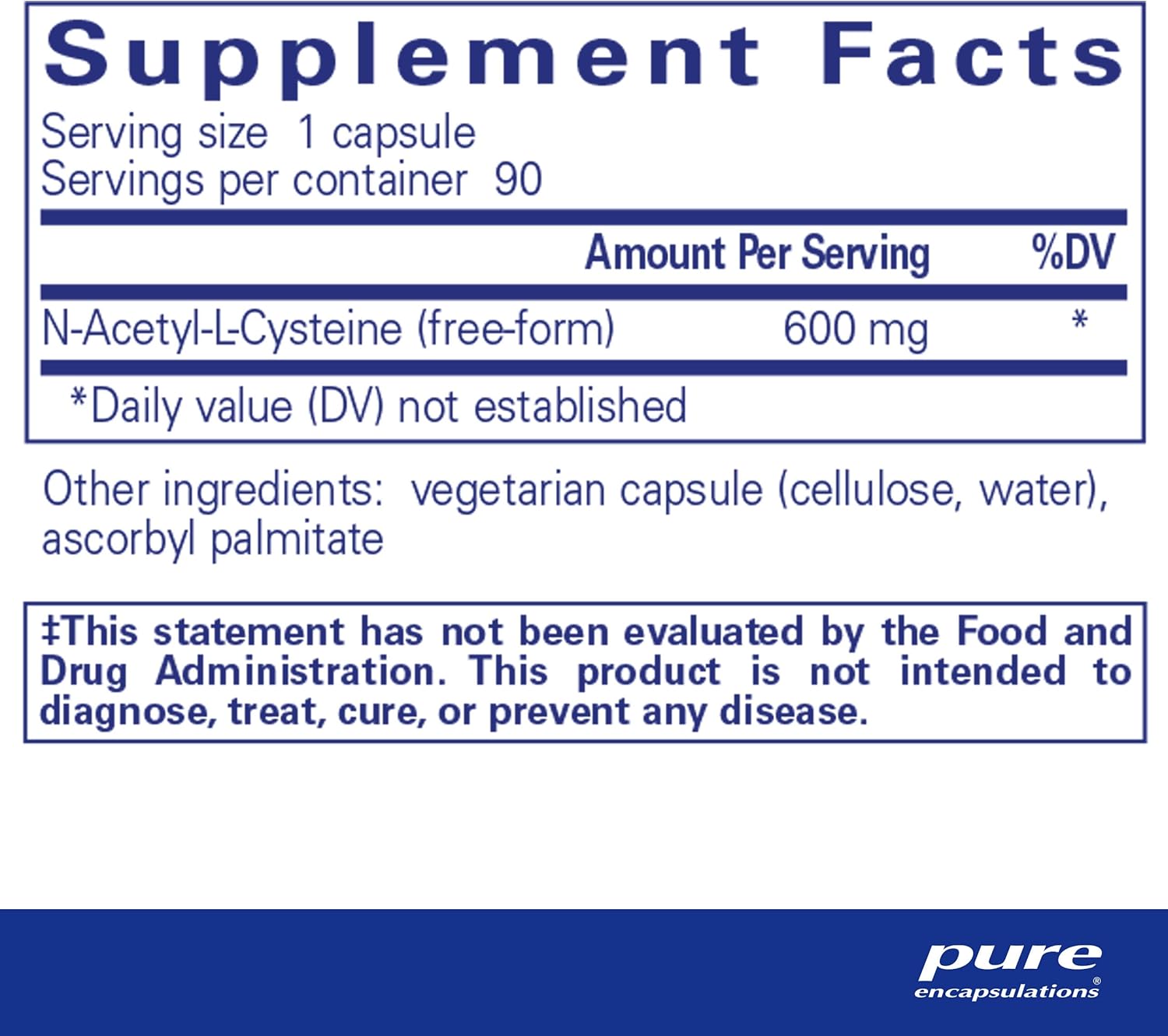 Pure Encapsulations NAC 600 mg - N-Acetyl Cysteine NAC Supplement for Lung Health & Immune Support, Liver Support & Antioxidants* - with Freeform N-Acetyl-L-Cysteine - 90 Capsules