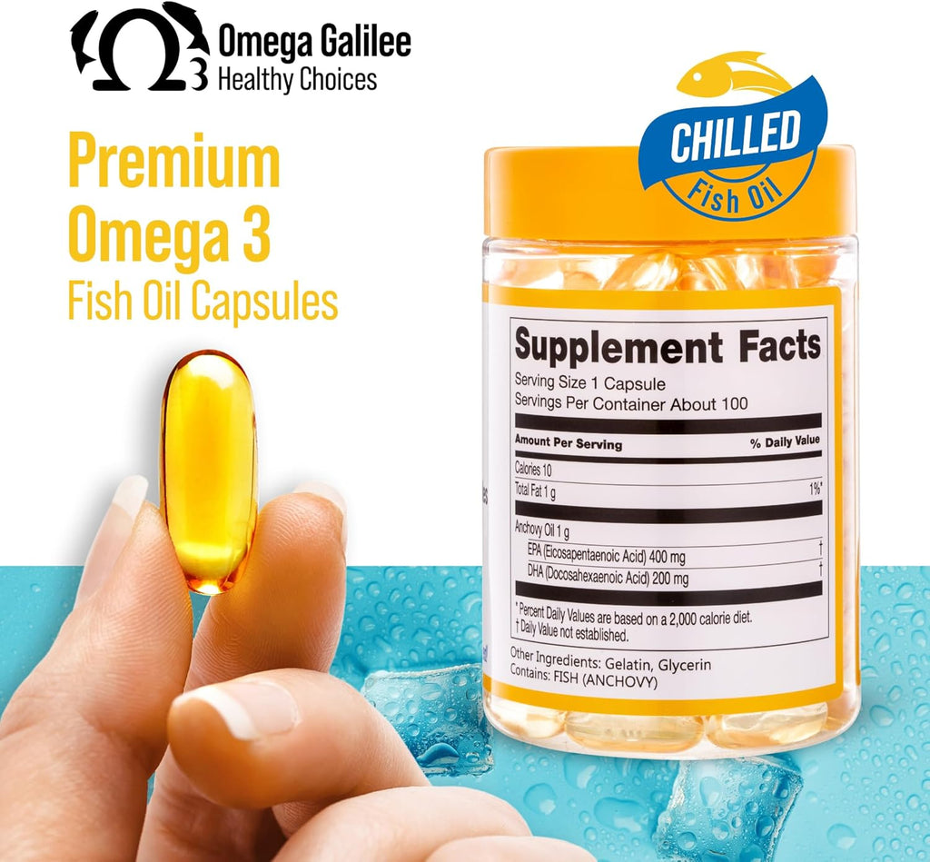 Chilled Triple Strength Omega 3 Fish Oil Supplement, We Solved The Omega 3 Oxidation Problem | Cold-Packed for Freshness & Potency – Heavy Metal Free EPA & DHA for Heart & Brain Support, 100 Softgels