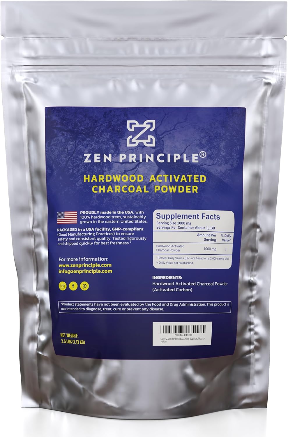 Large 2.5 lb Hardwood Activated Charcoal Powder 100 Percent from USA Trees. All Natural. Whitens Teeth, Rejuvenates Skin and Hair, Supports Better Digestion!