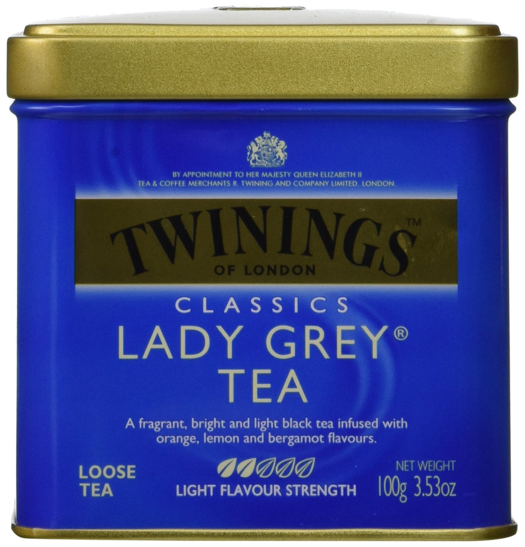 Twinings Lady Grey Loose Black Tea, 3.53 Ounce Tins (Pack of 1), Lemon & Orange Peel, Caffeinated, Enjoy Hot or Iced