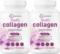 Micro Ingredients 2 Pack Multi Collagen Pills for Women & Men, 480 Capsules | Type I, II, III, V, X | Hydrolyzed Peptides with Biotin, Hyaluronic Acid, & Fat Soluble Vitamin C Complex | Filler Free