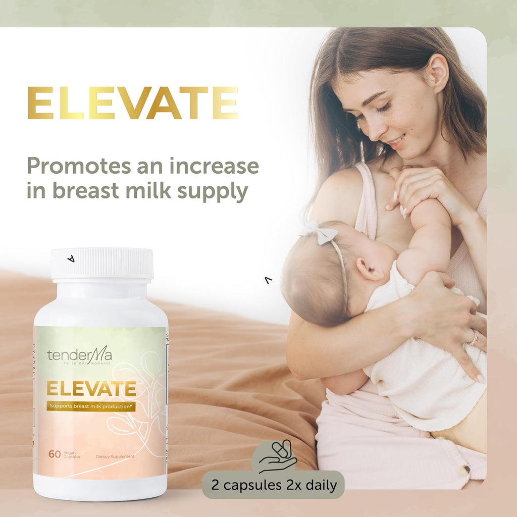 Elevate Lactation Supplement – Fenugreek, Moringa, Blessed Thistle, Fennel & Alfalfa – Herbal Breastfeeding Support Supplement – Vegan, Non-GMO, 60 Capsules