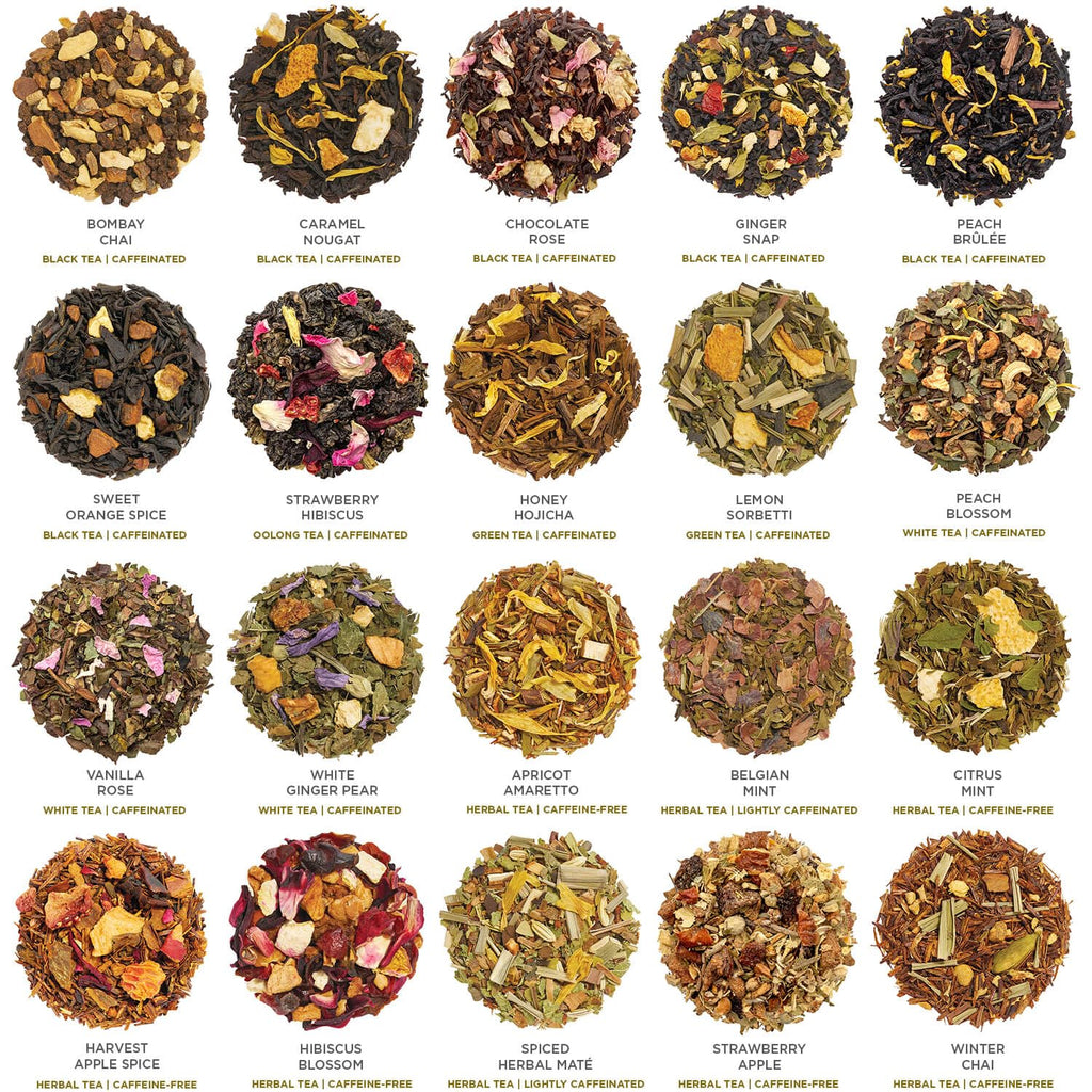 Tea Forte Warming Joy Holiday Assorted Premium Tea Chest Gift Sampler, 40 Count, 2 of each Variety Blend Individually Wrapped Handcrafted Pyramid Infuser Bags