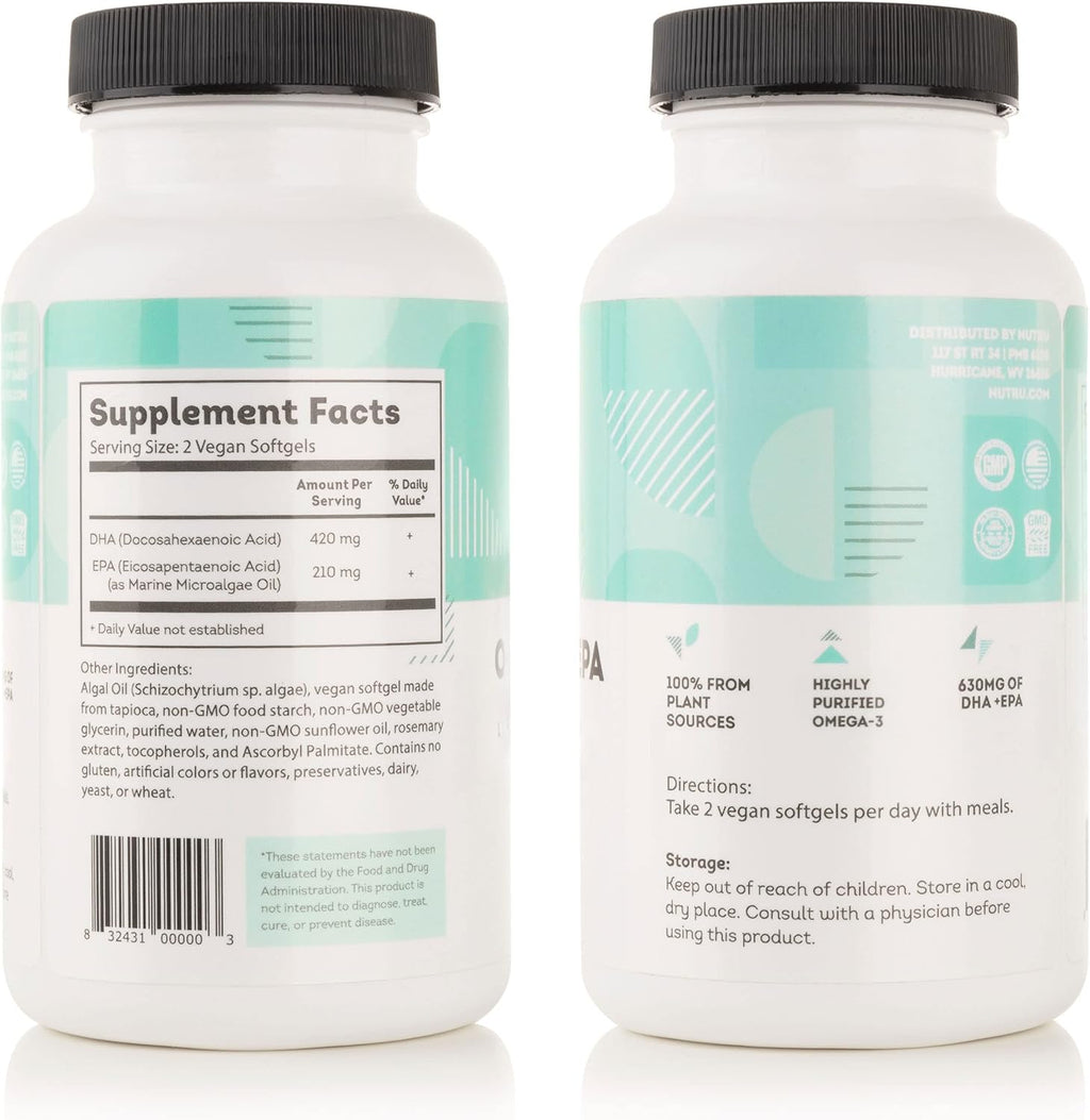 O-Mega-Zen3 +EPA Vegan Omega 3 Supplement - Fish Oil Alternative - Premium Marine Algal Based Omega-3 DHA and EPA Fatty Acids - Carrageenan Free - 120 Softgels