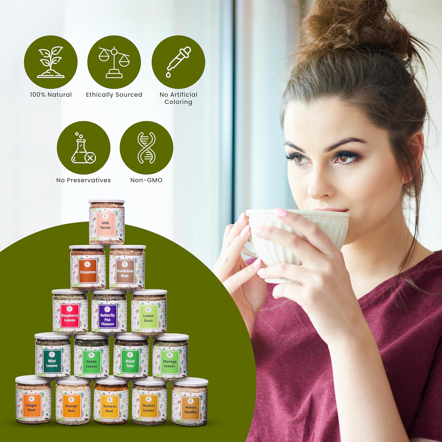 Assorted Loose Leaf Tea | 15 Delightful Herbs | Upto 900 Servings | 100% Raw & Natural | Add Health to your Soups, Smoothies, Teas and more | By Yogi's Gift®