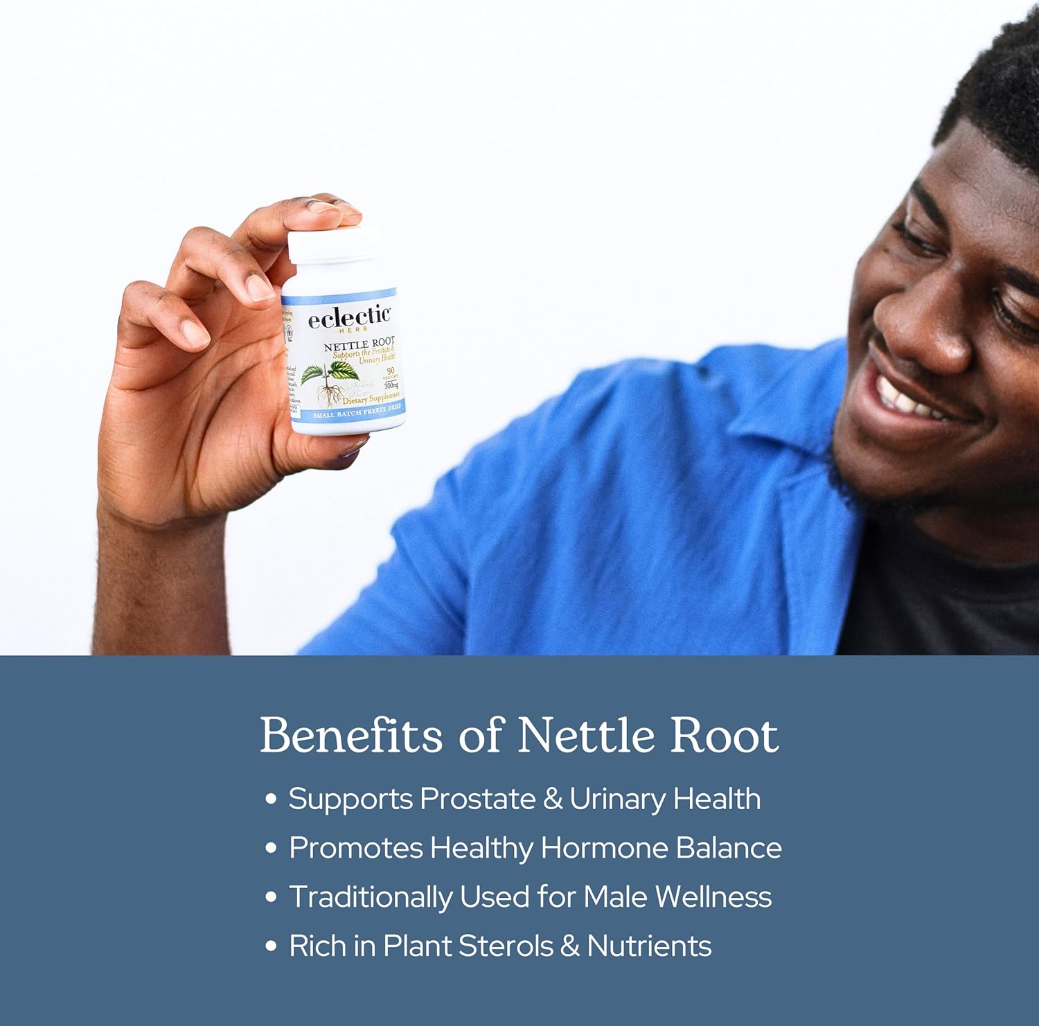 Eclectic Institute Raw Fresh Freeze-Dried Non-GMO Nettle Root | Prostate, Urinary Tract, and Male Support | 90 CT (250 mg)
