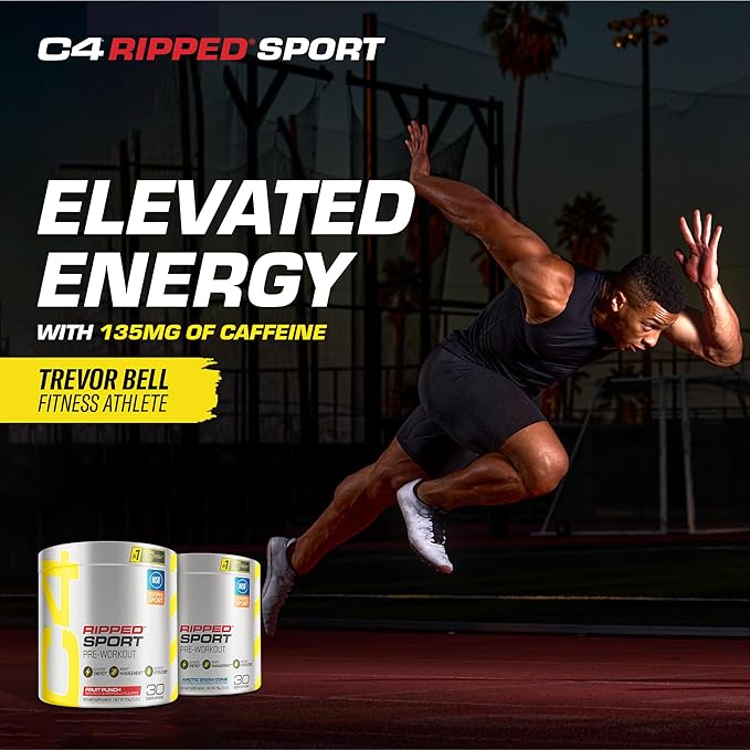 Cellucor C4 Ripped Sport Pre Workout Powder Arctic Snow Cone - NSF Certified for Sport + Sugar Free Preworkout Energy Supplement for Men & Women - 135mg Caffeine + Weight Loss - 30 Servings