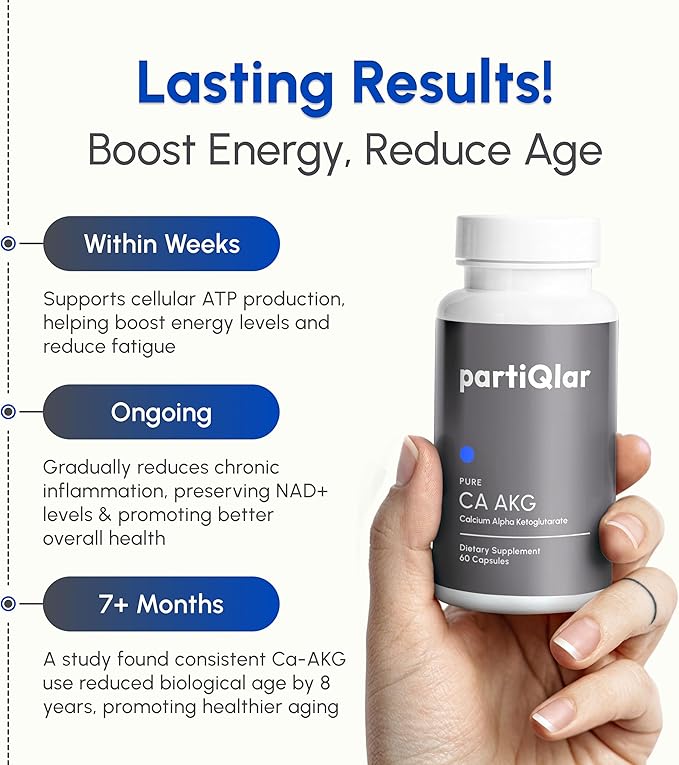 CA AKG Supplement - Pure Alpha Ketoglutarate with High Bio-Avaibility - Calcium AKG Supplement 1000mg per 2 Capsule Serving - Supports Healthy Aging Process - Made in The USA - 60 Capsules