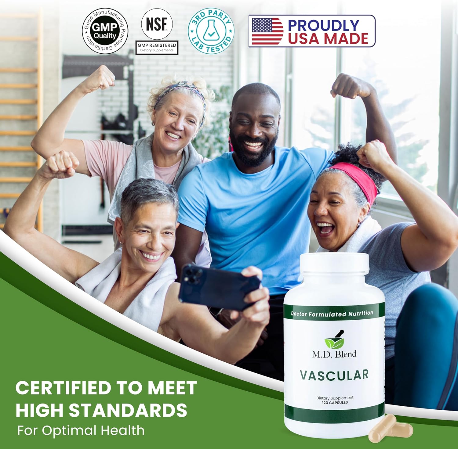 M.D. Vascular - Expert Formulated Supplement - Vascular & Overall Wellness Goals - Proper Flow, Numbers, Balance - Powerful Garlic, Ginger, L-Arginine, Pomegranate - 120 Capsules (Pack of 2)