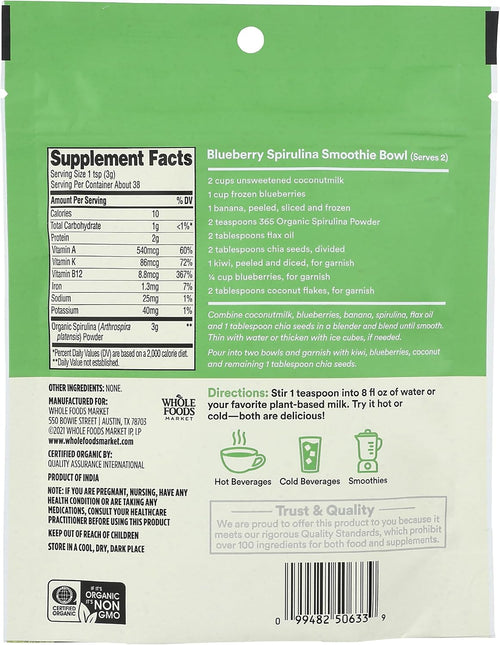 365 by Whole Foods Market, Organic Spirulina Superfood Powder, 4 Ounce