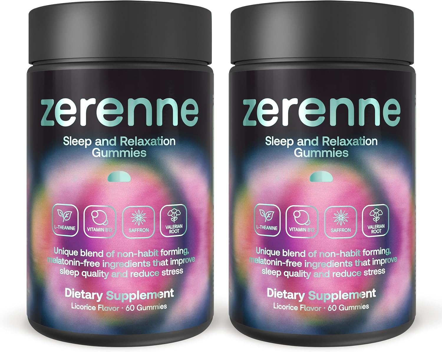 Sleep & Relaxation Gummies, Melatonin-Free Natural Sleep Aid, Stress Relief, Non-Habit Forming Formula, Saffron, Valerian Root, L-Theanine & B12, Licorice Berry, 120 ct 19.2 oz (2 Pack)