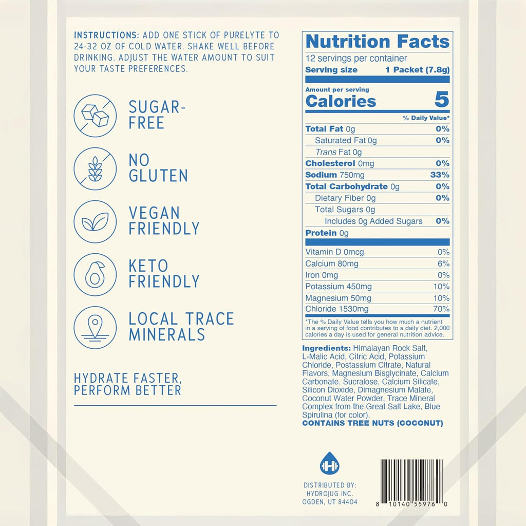 Electrolyte Drink Mix – Sugar-Free Hydration Powder Packets – Clean Electrolytes with Trace Minerals – Keto, Vegan, Gluten-Free – No Artificial Sweeteners – 30 Sticks – Blue Raspberry