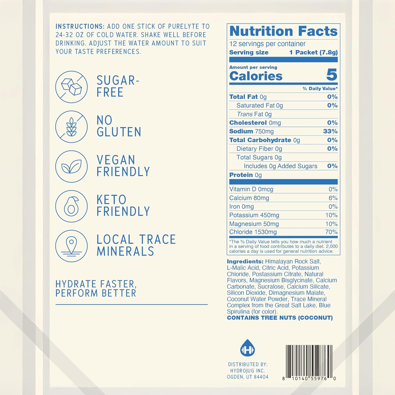 Electrolyte Drink Mix – Sugar-Free Hydration Powder Packets – Clean Electrolytes with Trace Minerals – Keto, Vegan, Gluten-Free – No Artificial Sweeteners – 30 Sticks – Blue Raspberry