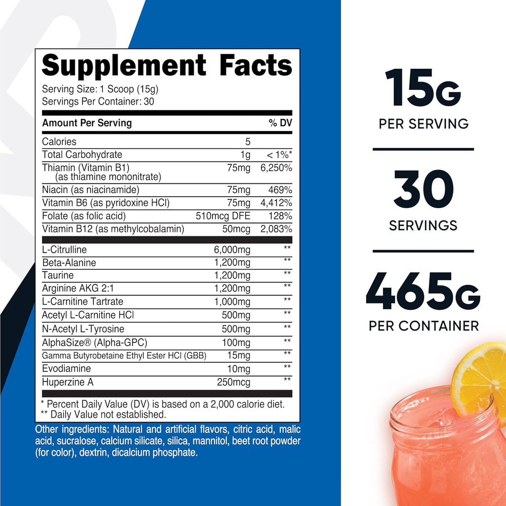 Nutricost Stim-Free Pre-Workout, 30 Servings (Pink Lemonade) - Caffeine Free, Stimulant Free, Non-GMO, Gluten Free
