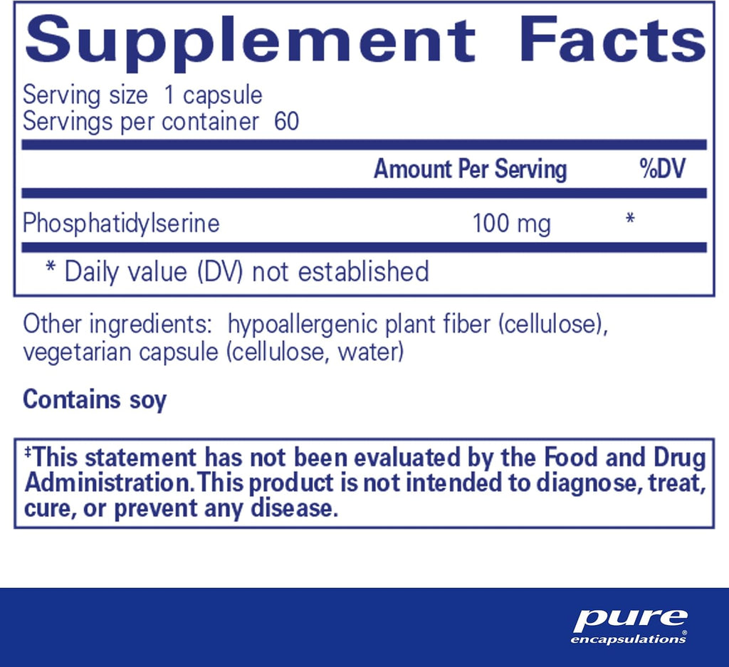 Pure Encapsulations PS 100 | Phosphatidylserine Amino Acid Supplement for Brain and Memory* | 60 Capsules